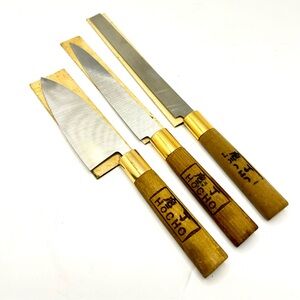 Vtg Japanese kitchen knives hōchō Set Of 3 Stainless Steel Made In Japan Sushi